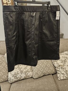 Maurices Black Faux Leather A-Line Skirt